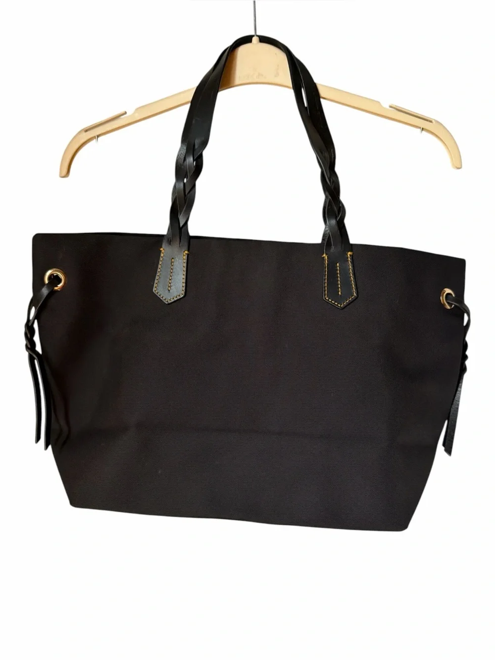 Dooney & Bourke Classic Black Nylon Everyday Tote with Braided Leather Handles